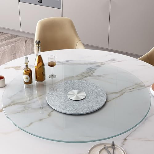 Nileco Lazy Susan en Verre Trempé pour Table, Plateau Tournant Rond pour Les Réunions de Famille, Les Banquets, Les Restaurants, Silencieux/Lisse/Pas Facile à Renverser(Diameter: 100cm/39inch, D)