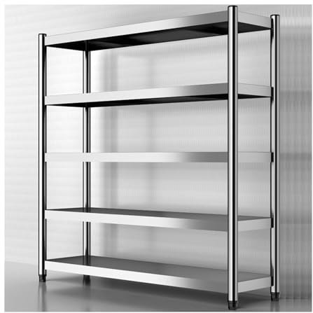 Genérico Estantería Ajustable de Acero Inoxidable de 5 Niveles para Almacenamiento en hogar, Cocina, Oficina, Garaje y Restaurante - Estante Duradero para Uso Comercial