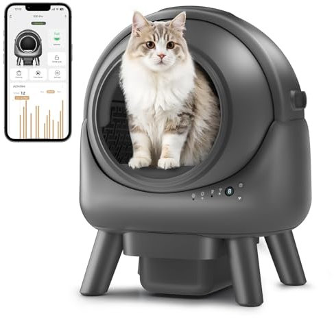 Selbstreinigende Katzentoilette, 77L Automatische Katzentoilette mit Sicherheitsschutz, App-Steuerung für mehrere Katzen, Schwarz