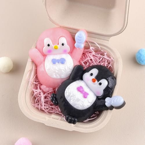 Anboor Pinguin-Squishies-Spielzeug 2er-Pack-8 cm süße, weiche Pinguin-Stressball-Squeeze-Sensorikspielzeuge zur Stressbewältigung, Kawaii Partygeschenke für Kinder und Erwachsene (Schwarz & Rosa)