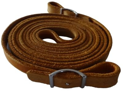 Krambambulishop.de Superweiche handgefertigte Lederzügel mit Wiegeschnalle Silberfarbig, Fettleder, Robust, in Verschiedenen Längen, Schwarz, Braun, Cognac, 12mm breit (Cognac, 2,50m)