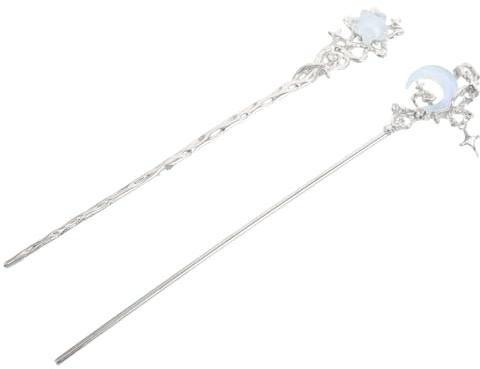 GALPADA 2pezzi Forcina Per Capelli Forma Di Mezzaluna e Stella Bastoncini Per Capelli Forma Di Mezzaluna e Stella Per Donne e Ragazze Comodi e Stabili