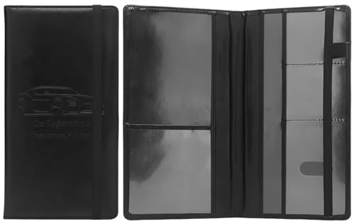 Porta libretto auto, organizer per carte di assicurazione e patente, in pelle sintetica nera