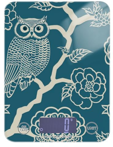 Traditional Chinese Pattern Owl Teal Portable Food Scale for Kitchen Essentials 11lb/0.18oz, 5kg/5g Kitchen Scales Digital with 4 Unit for Baking Cooking Cooking (Batteries not