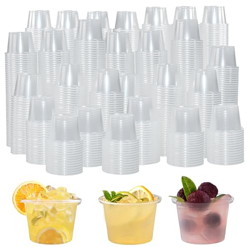 LANSKYLAN 1000 Stück Shot Becher 25ml Schnapsgläser Trinkbecher Schnapsbecher Transparente Pinnchen Kurze Becher Shotgläser Shot Gläser Shotbecher Probierbecher Mini Kleine Becher für Party Jello Shot
