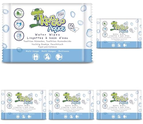 Kandoo Mehrzweck-Toilettentücher, 99% Wasser, Aquas, 60 Stück (Packung mit 5)