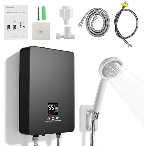 Mini Durchlauferhitzer 230V 6000W, Elektrischer Kompakt Durchlauferhitzer Untertisch & LED-Touchscreen, Elektronische Temperaturregelung 30-55°C, für Küche Dusche Bad Wohnmobil