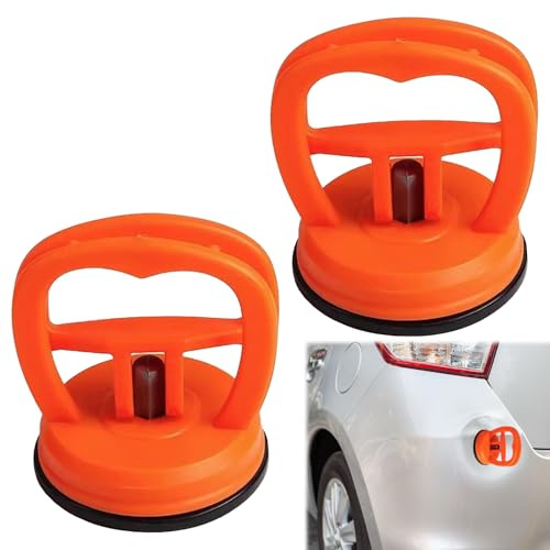BaZuyunMd 2 Stück Beulenzieher Auto, Starkes Dellen Reparaturset mit Saugnapf, Ausbeulwerkzeug Karosserie für Lackschonende Dellenentfernung, Glas, Fliesen, Bildschirm (Orange)