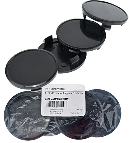 RKC 4X 65 mm Nabenkappen Felgen Deckel Radnaben Kappen Schwarz Flach für VW