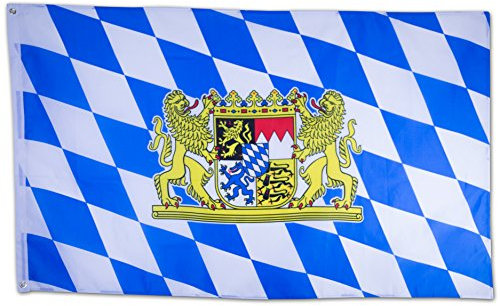 SCAMODA Bundes- und Länderflagge aus wetterfestem Material mit Metallösen, Outdoor Fahne & Flagge (Bayern Löwe) 150x90cm