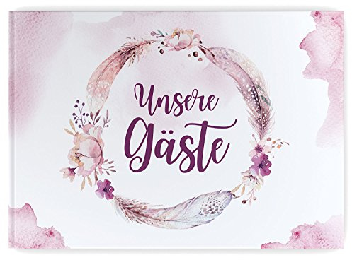 DeinWeddingshop Gästebuch Hochzeit Boho Love, 104 Weiße Seiten, Hochzeitsgästebuch Hochzeitsalbum Hochzeitsbuch Hochzeitsgeschenk, Hardcover DIN-A4 ohne Fragen blanko