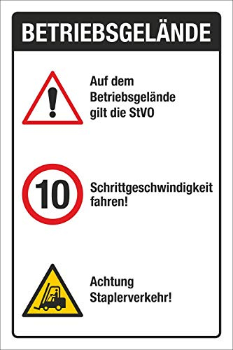 WERBEPUNKT. Schild Betriebsgelände StVO Schritt Fahren Staplerverkehr 3 mm Alu-Verbund 600 x 400 mm