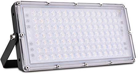 Viugreum 100w Led Strahler, Ultradünn Floodlight Warmweiß 3200K, Superhell 10000Lm Mit 105Leds (Smd 2835), IP66 Wasserdicht Aussenstrahler für Garten, Garage, Sportplatz, Hotel ect