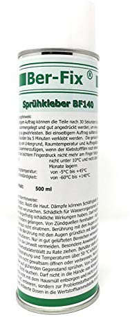 12x 500ml Ber-Fix Spezial permanent Sprühkleber Schaumstoff Filz BF140 mit regulierbare Sprühbreite klebt offene Schaumstoffe mit Polyester Metall Holz (KFZ Caravan Bau Industrie)