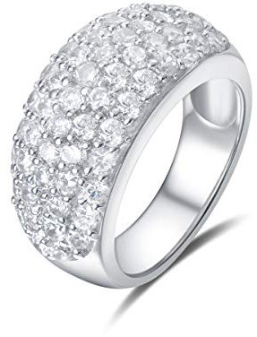 Quiges Pave Ring Damen Klassik Vintage aus 925 Silber mit Zirkonia Weiß Ringgröße 59