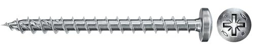 fischer PowerFast II PZF 5,0 x 70, Spanplattenschraube (100 Stk.) mit Vollgewinde, Pan Head mit Kreuzschlitz, Schraube für Holzverarbeitung, reduziert Einschraubwiderstand & Einschraubzeit