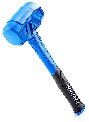REAL STEEL Martillo de soplado muerto con mango de núcleo de acero al carbono, mazo de goma resistente a manchas y chispas, 45 onzas (0318)