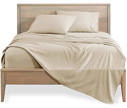 Bare Home Set di lenzuola per letto matrimoniale, in microfibra ultra morbida 1800, idrospazzolate, con tasca profonda, set di 4 pezzi, lenzuolo con angoli, lenzuolo piatto e 2 federe, lenzuola