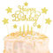 Lifreer Happy Birthday Cake Topper Gold Birthday Cake Decorations Cake Toppers Stars Cake Toppers with Gold Candles for birthday decoration
