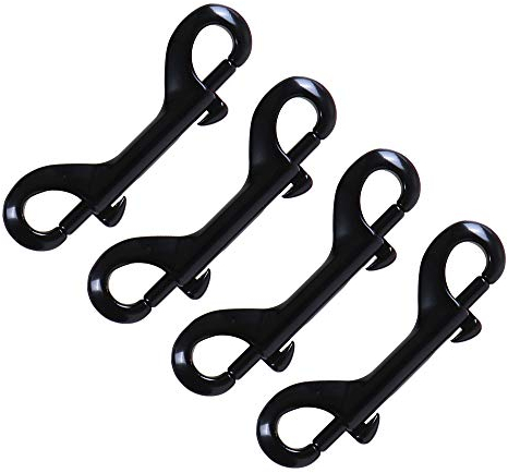 Nifocc - Ganci a scatto a doppia estremità, a doppia estremità, con chiusura a moschettone, 4 pezzi, colore: Nero