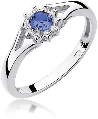 Damen Ring 585 14k Gold Weißgold echt Tansanit Edelstein Diamanten Brillanten