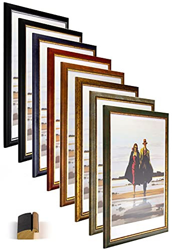 myposterframe Bilderrahmen Aged Vintage 70 x 100 cm Pandora Echtholz Gold mit Acrylglas Antireflex 1 mm