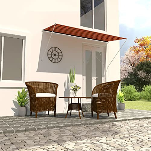 Klemm-Markise,UV-beständig und höhenverstellbar,Einziehbare Markise 300×150 cm Orange und Braun