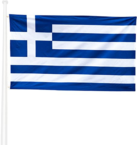 KliKIl Griechenland flagge 90x150cm - griechisch Flagge Fahnen Fanartikel Wetterfeste griechisch Nationalflagge mit Messingösen leuchtenden Farben und UV-beständig für den Außenbereich Greece