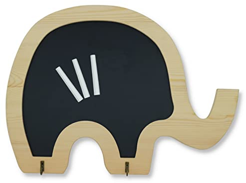 FeinKnick Liebevolle Kreidetafel zum Aufhängen als Elefant – mit 3 Stück Tafel Kreide – Tafel Kinder 40x30 cm als Wandtafel – Schiefertafel als Kindertafel oder Kreidetafel Küche