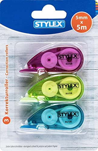 Stylex 31037 Korrekturrollen, 5 mm x 5 m, 3 Stück