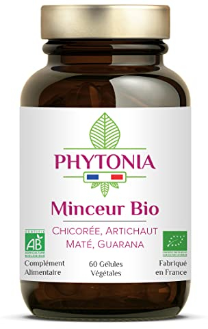 Minceur BIO | Brûle Graisse Puissant + Détox Efficace + Coupe Faim Extra Fort | Chicorée, Artichaut Maté, Guarana | Vegan | 60 Gélules | Cure Minceur de 30 Jours | Fabriqué en France