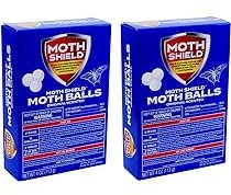 MothShield 4 Pack Old Fashioned Original Moth Balls, Carpet Beetles, Kills Clothes Moth, Repellent Closet Clothes Protector, No Clinging Odor(Approx:100 Balls), White