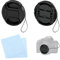 Lot de 2 capuchons d'objectif 49 mm avec chiffon de nettoyage et corde pour objectif Nikon Canon Sony DSLR Canon EF-M 15-45 mm f/3.5-6.3 IS STM et autres objectifs à filetage 49 mm