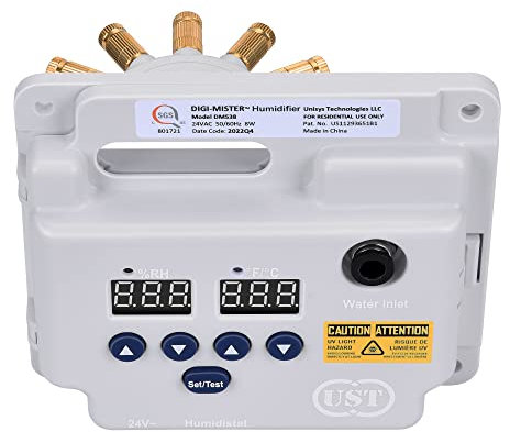 DIGI MISTER Evaporative Duct Mount Whole House Furnace Humidifier with 8 UV-C LEDs, Atomizing Cool Mist Variable Capacities for Homes and Offices from 1000 to 3500 sq. ft.