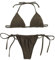 LUNNTE Bikini Damen Set Tanga Bikini Badeanzüg Push Up mit Dreieck Cup Spaghetti Zweiteilige Badebekleidung (Braun, L)