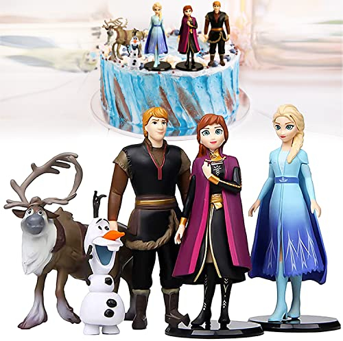 Frozen Tortendeko, 5 Stück Frozen Figuren Set, Elsa Tortendeko, Eiskönigin Tortendeko, Eisprinzessin Mini, Frozen Cake Topper, Eiskönigin Figuren, Anna und Elsa Tortendeko für Geburtstag Hochzeit