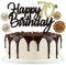 Tortendeko Schwarzes Gold 70th, Happy Birthday Cake Topper, Papierfächer Cupcake, 70. Kuchendeko Tortenstecker für Geburtstag Deko Männer Frauen