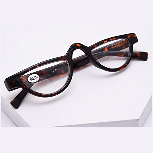 FREAZE Occhiali da lettura retrò a mezzaluna HD, con cerniera a molla, per uomo e donna, occhiali da lettura 1,0 X 2,0 X (colore : Tortoiseshell 2, dimensioni: 2,0 X)