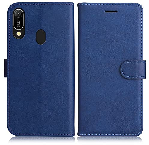 DENDICO Cover per Huawei Y6 2019 / Honor 8A, Premium Portafoglio PU Custodia in PU Pelle, Flip Libro TPU Bumper Caso per Huawei Y6 2019 / Honor 8A, Blu Navy