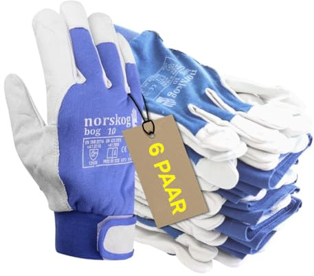 norskog BOG Arbeitshandschuhe Lederhandschuhe für Herren Handschuhe Schutzhandschuhe Gartenhandschuhe Montagehandschuhe Bauhandschuhe Lagerhaus Garten Baustelle LKW-Fahrer Heimwerker 6 Paare Gr. 7