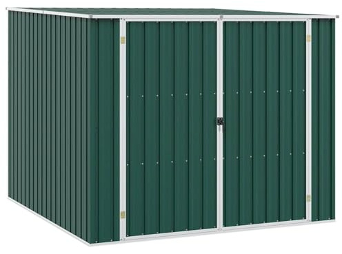 Keketa Gartenhaus aus PVC und verzinktem Stahl, Grün, 195 x 198 x 159 cm, Abgewinkeltes Design, Doppeltür, Wasserfest, Gartenhaus
