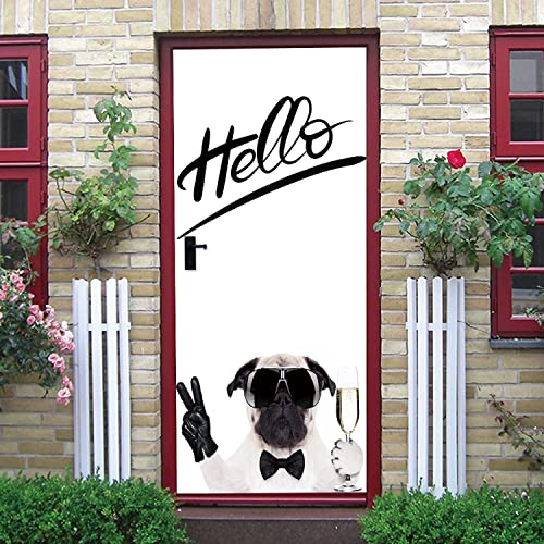 Türtapete Selbstklebend 3D Tierischer Hund 88 X 200 Cm Türtapete Selbstklebend Türposter,Fototapete Selbstklebend 3D Pvc Türaufkleber Diy Türbild,Türfolie Poster Tapete - Türwandaufkleber