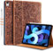Gexmil Leder Hülle für iPad Air 11 Zoll M3 2025/ M2 2024,iPad Air 10,9 Zoll 5./4. Genration 2022/2020, Echt Leder Cover Stoßfest,Automatischer Schlaf/Aufwachen, rutschfest,Floral Braun
