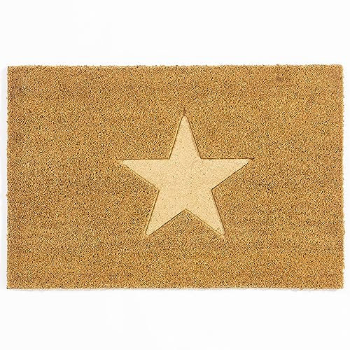 Rugs & More Premium Coir Doormats Outdoor - Robust Coconut Fibre Door Mat for Front or Back Entrance - Multiple Styles for Welcoming Home Decor (40 x 60 cm - Embossed Star)