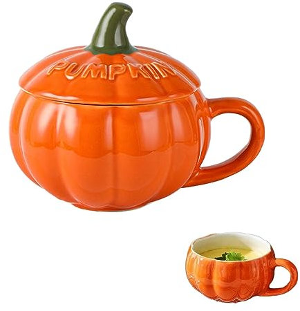 Citrouille d'halloween, Tasse en Céramique en Forme Citrouille, Tasses À Café Citrouille d'automne, Petit Déjeuner À La Citrouille Mignonne, Soupe À Dessert, 300ml