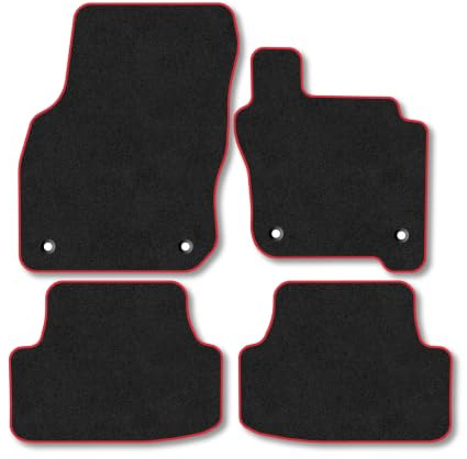 VW Golf (2020+) [Mild-Hybrid] Carpet Car Mats | Red Edge Trim Tailored Fit Floor Mats Full Coverage Protection Accessories Easy Clean Anti Slip Made in the UK