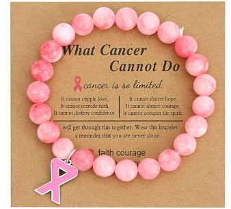 LUOKIFUR Bracelet accessoire perlé de sensibilisation au cancer du sein avec breloque ruban rose Bracelet réglable cadeau pour amis, famille, collègues (pink)