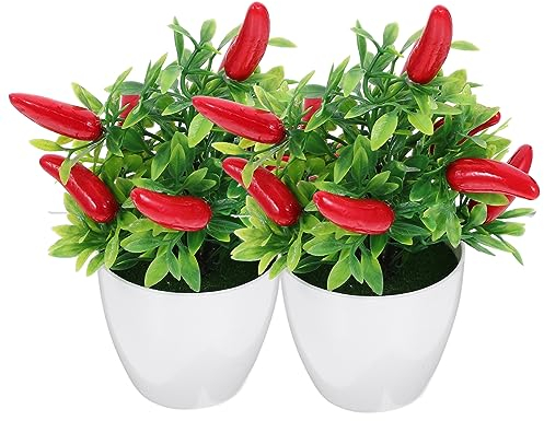 TOYANDONA 2st Simulierter Obstbaumschmuck Im Topf Künstliche Pflanzen Mini-topfpflanzen Gefälschter Bonsai-Baum Falsche Paprika Anlage Künstlicher Schaum Kleiner Bonsai Schwarzer Pfeffer
