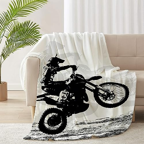 Motorräder Dirt Bike Decke Geschenke Super Soft Fleece Überwurf Decken Gemütliche Flanell Klimaanlage Decke Weihnachten Thanksgiving Geschenke Decke für Couch Bett 152,4 x 127 cm für Teenager