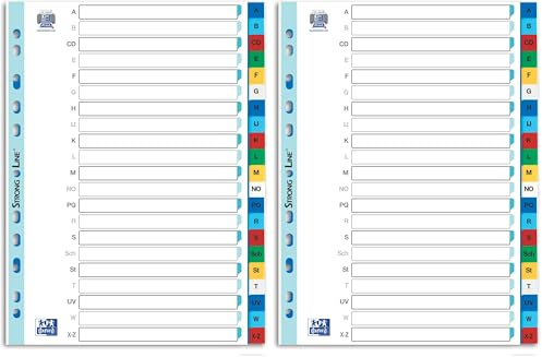 Oxford Kunststoff-Register A4, Strong-Line, A-Z, 21-teilig, mit beschreibbarem Deckblatt (Packung mit 2)